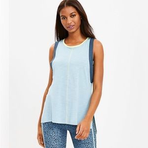 LOU & GREY Colorblock Softslub Tunic Tank Top Blue & Neon | Small | NWT